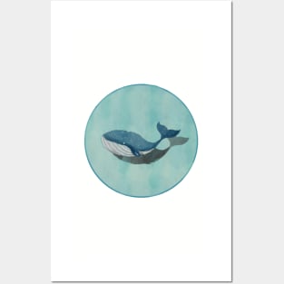 Whale in the water Posters and Art